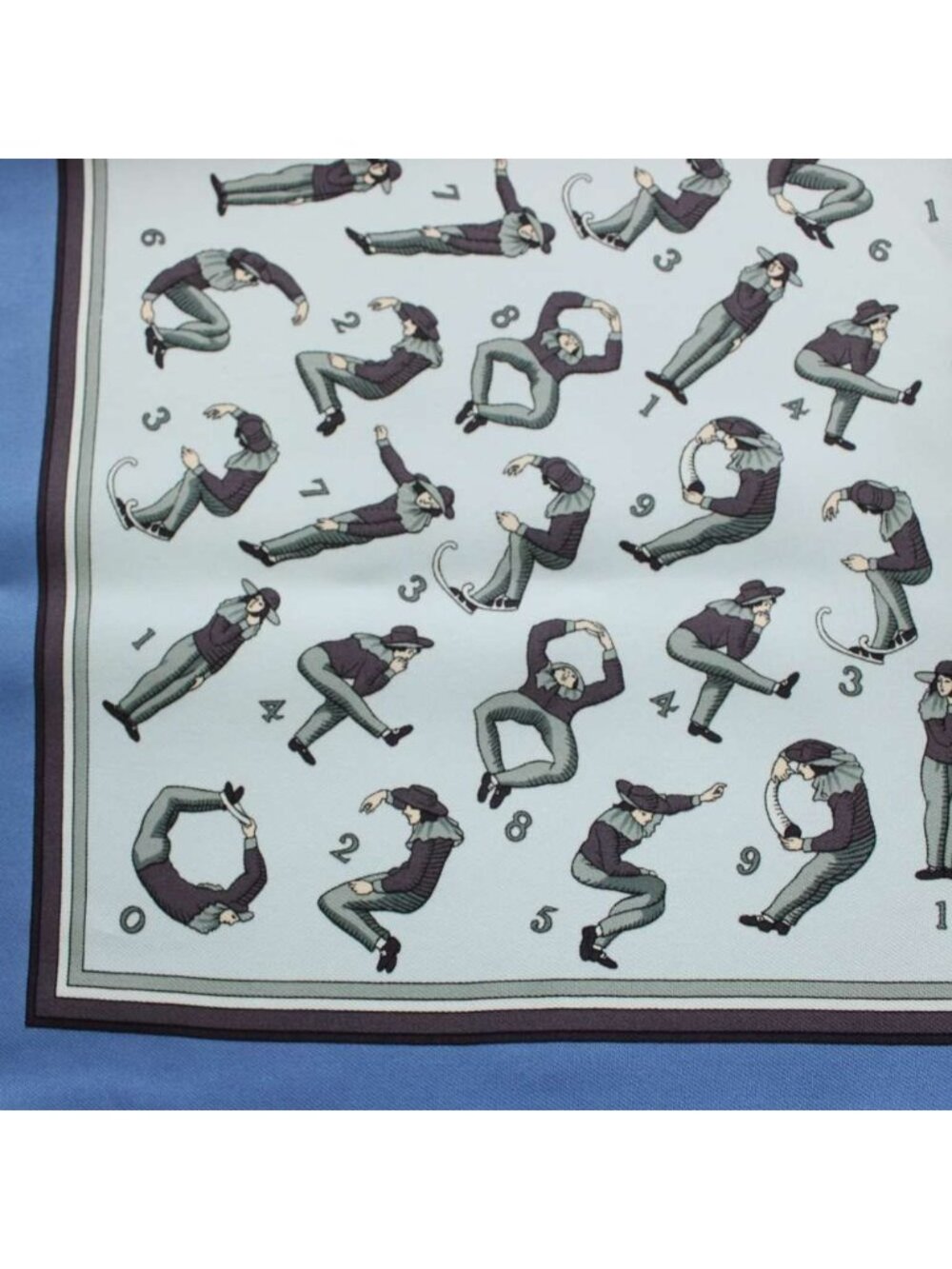 Hermes Carre 45 Gavroche Human Numbers Scarf All Over Pattern Silk Light Blue - Picture 5 of 8